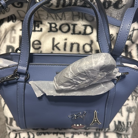 NWT Karl Lagerfeld Blue Crossbody Bag With Baby Pouch With Silver Hardware - Picture 5 of 11